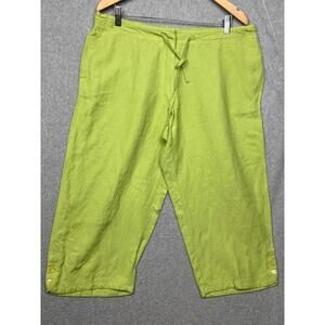 Avenue Crop Capri Linen Pants Womens 14/16 Beach Summer Minimalist Neutral Lime